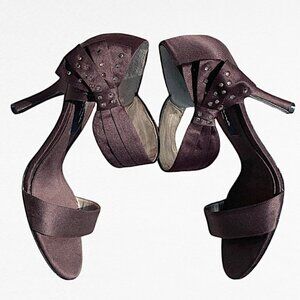 Nina Women's Clova Satin Open Toe Sandals Brown Size 9